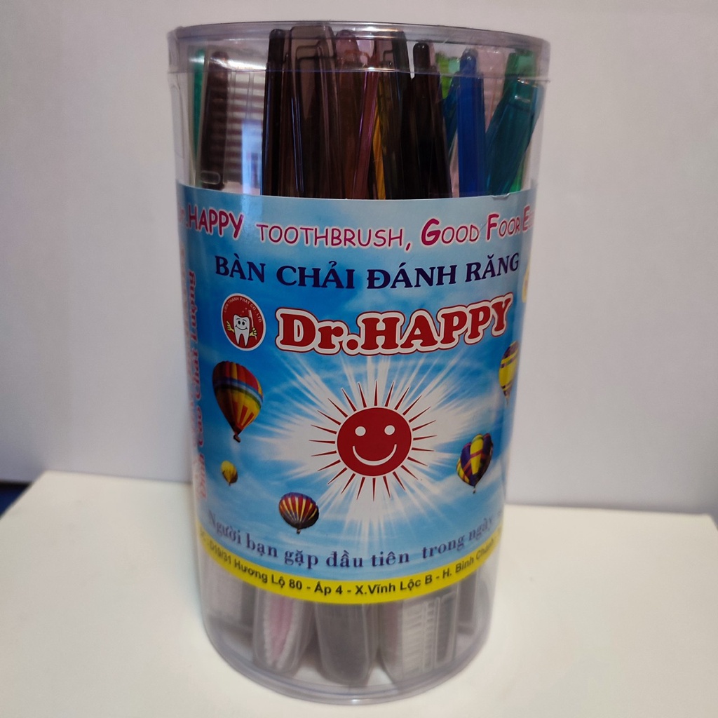Combo 25 cây bàn chải đánh răng Happy có nắp đậy.