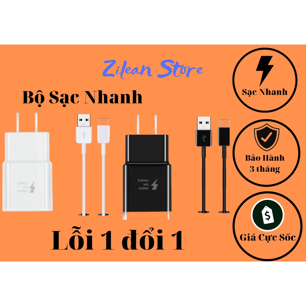 Bộ sạc nhanh USB to Type-C,Củ sạc Cáp sạc Samsung chất lượng tốt Bảo Hành 3 tháng lỗi 1 đổi 1,Zilean Store...