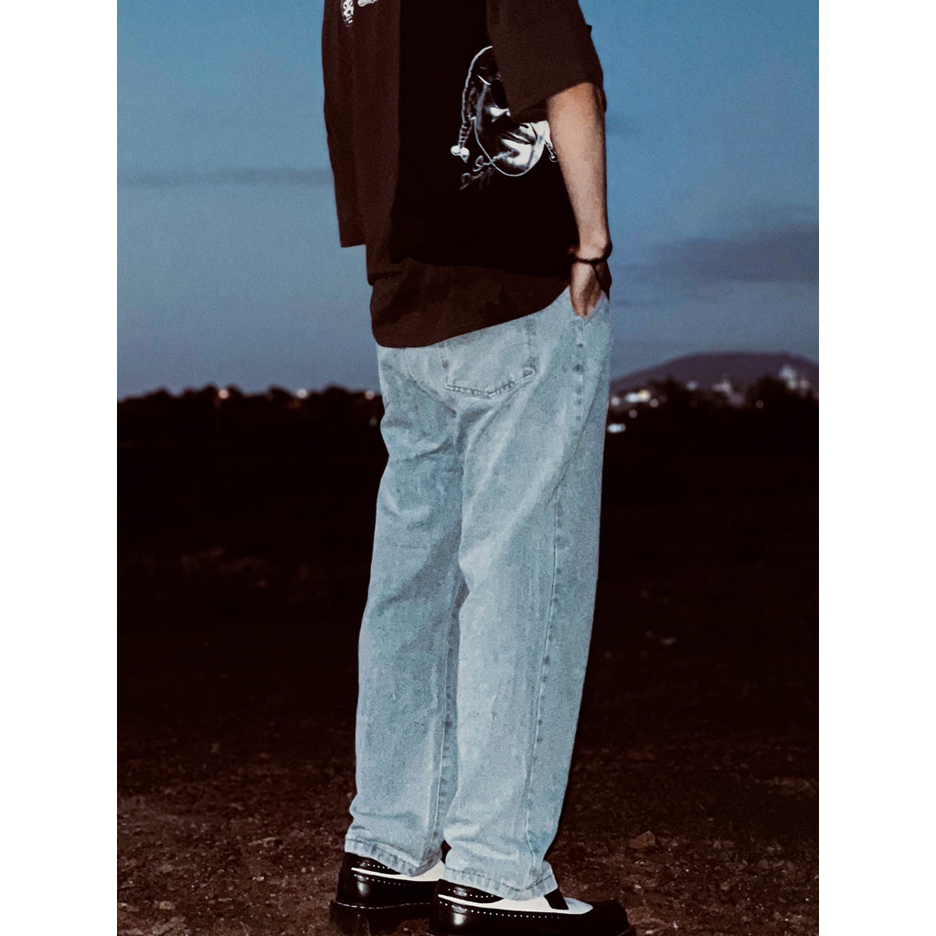 Quần DACretro Jean Baggy lưng thun ống rộng suông Vintage