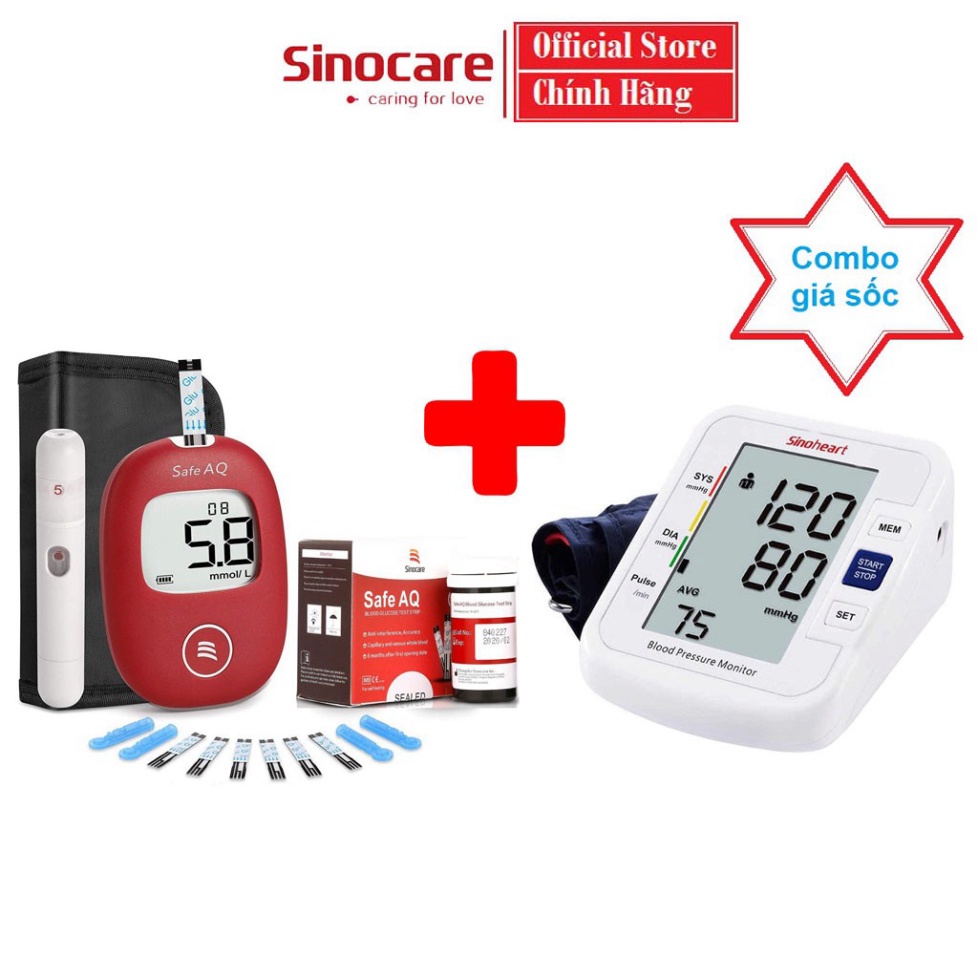 [SIEU SALE] * COMBO Giá Sốc Máy Đo Huyết Áp + Máy Đo Đường Huyết Safe AQ Smart Chính Hãng