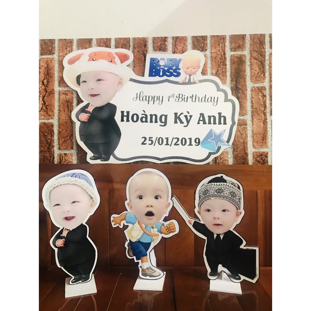 Sét bảng tên sinh nhật và 3 chibi cho bé