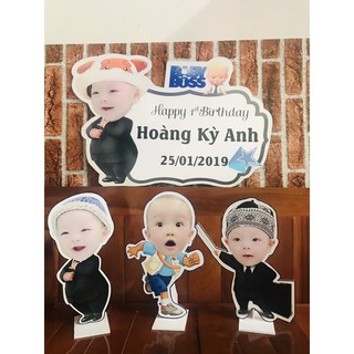 Sét bảng tên sinh nhật và 3 chibi cho bé