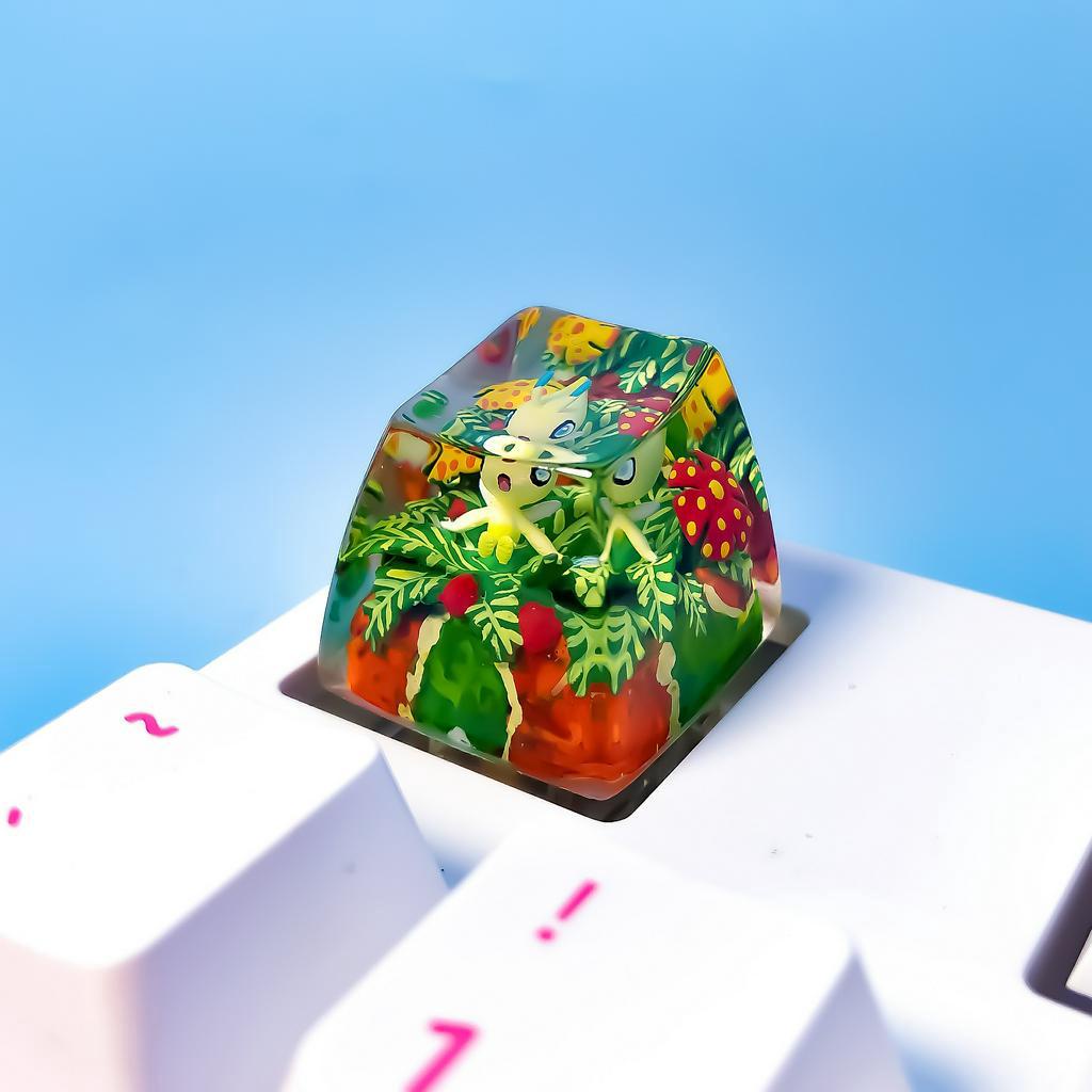 Nút bàn phím Pokemon, nút bàn phím Celebi, Bàn phím nhân vật hoạt hình -Celebi keycap, POKÉMON Artisan Keycap