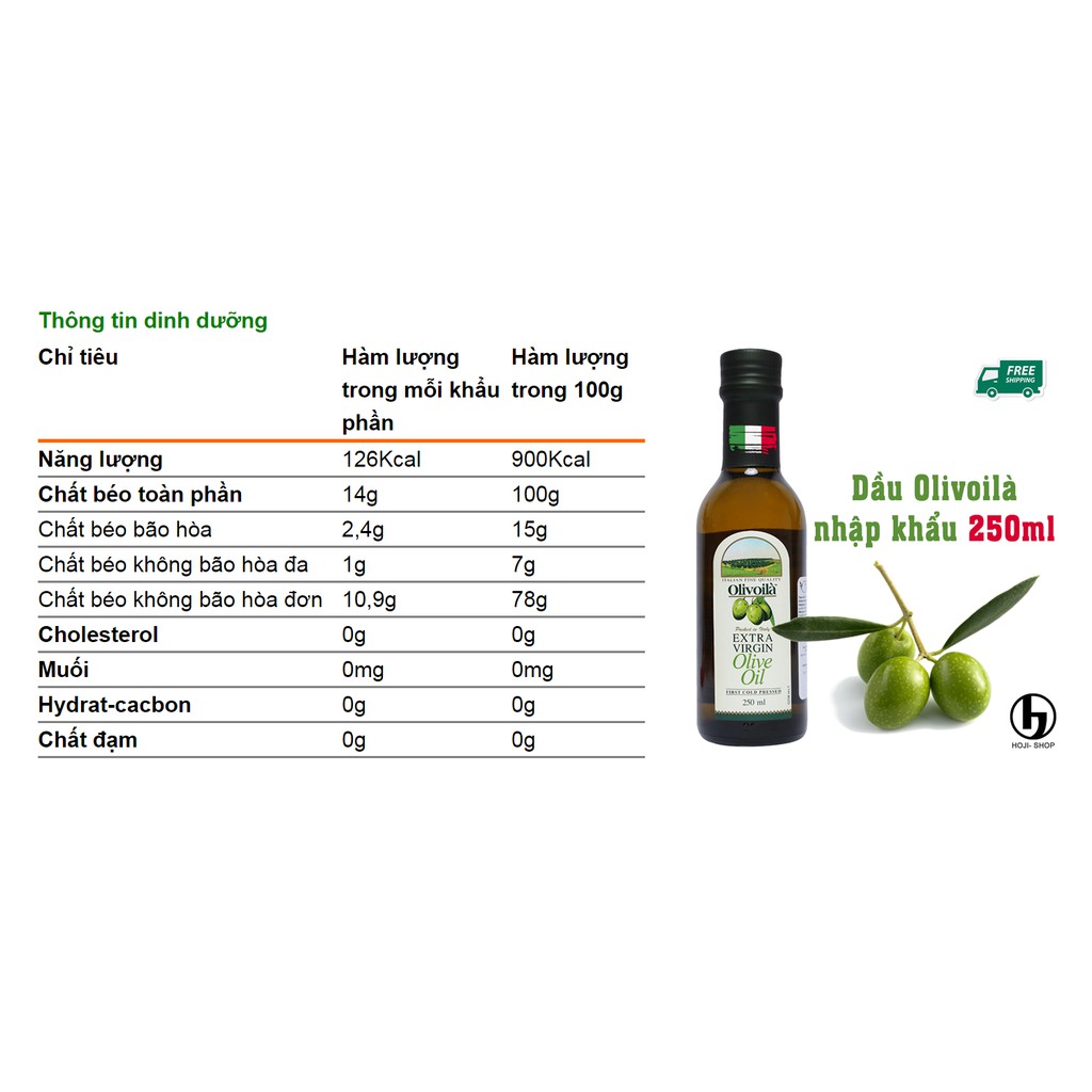 Dầu Olive Oil Extra Nhập Khẩu Ý 250ml