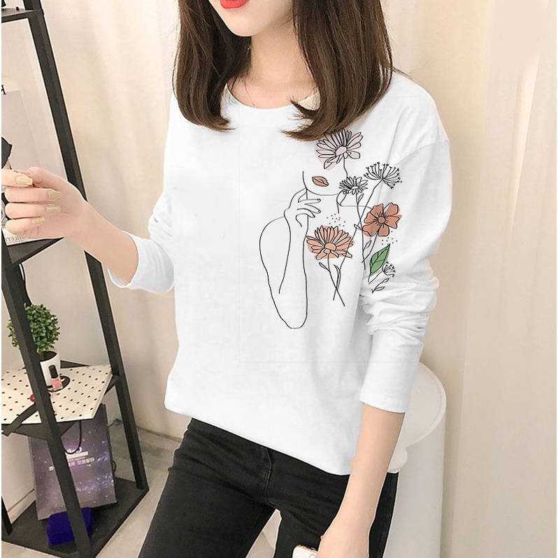 Áo phông nữ tay dài áo thun nữ dễ thương size M tới 4XL Áo in hình 3D dài tay cute đẹp- Thời Trang Nữ Mẫu DEP03