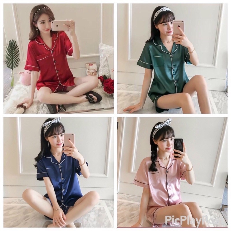 Bộ ngủ pijama -Hàng cao cấp - Bộ ngủ pijama lụa siêu đẹp cho bạn gái