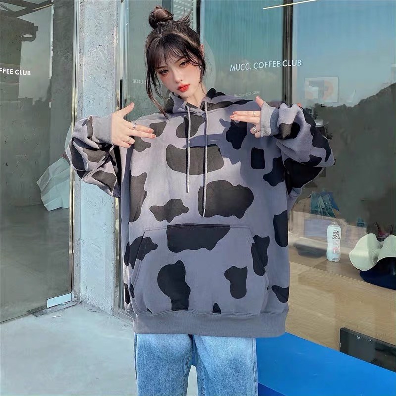 Áo hoodie hoạ tiết BÒ SỮA UNISEX đáng yêu nam nữ đều mặc được