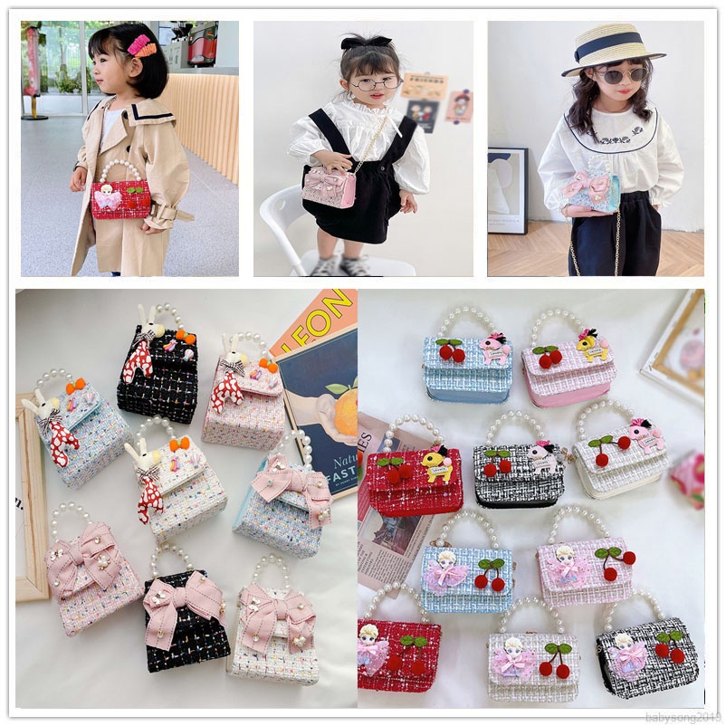 Túi Đeo Chéo Vai Hình Vuông Đính Nơ Dành Cho Bé Gái