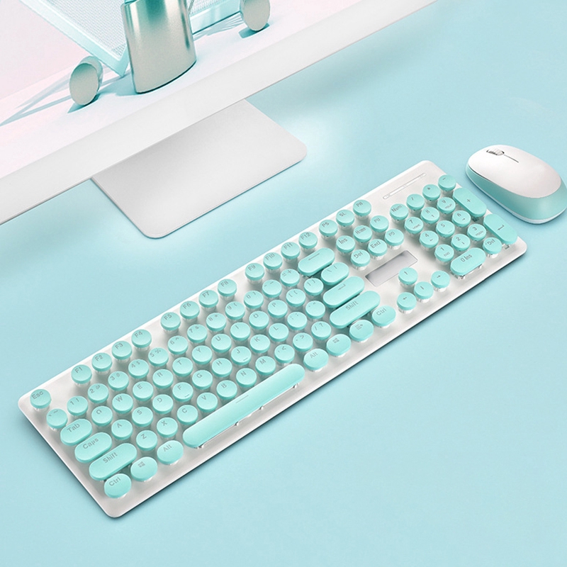 Bộ Bàn Phím Và Chuột Không Dây Phong Cách Retro 2.4g