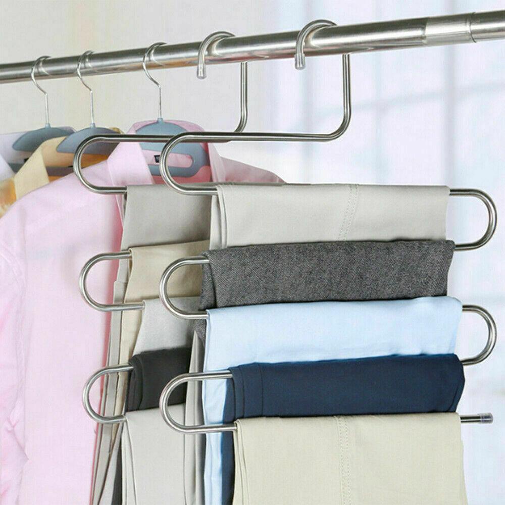 WTTLE Móc Treo Quần Nhiều Tầng Hình Chữ S Tiết Kiệm Không Gian