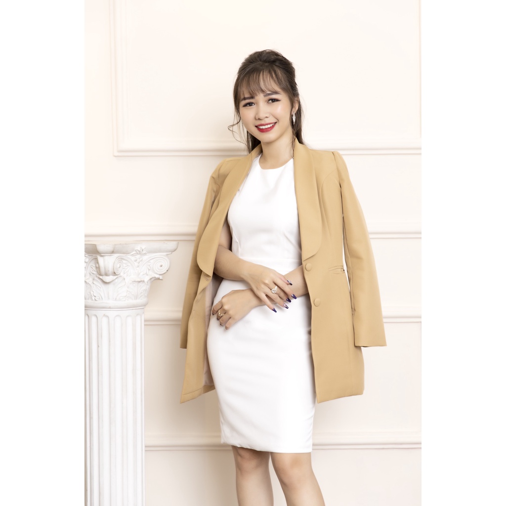 Đầm trắng công sở - Đầm trắng body sat nách váy dáng bút chì thiết kế cao cấp Elchee Collecton | BigBuy360 - bigbuy360.vn