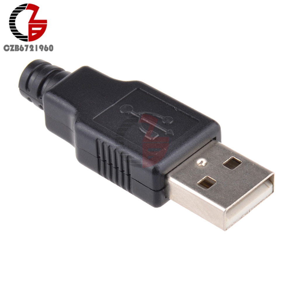 Set 10 đầu nối điều hợp USB2.0 type-A giắc cắm 4 pin USB có nắp bằng nhựa đen