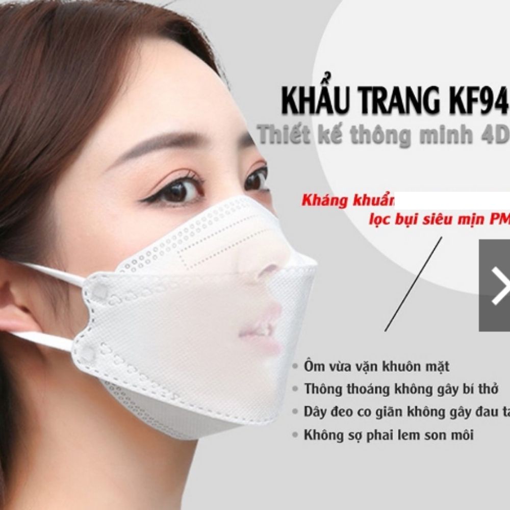 KHẨU TRANG 4D EU MASK gồm 4 lớp Kháng Khuẩn Cao Cấp ngừa Vi Khuẩn Khói Bụi thoáng Khí ko mờ kính lem son