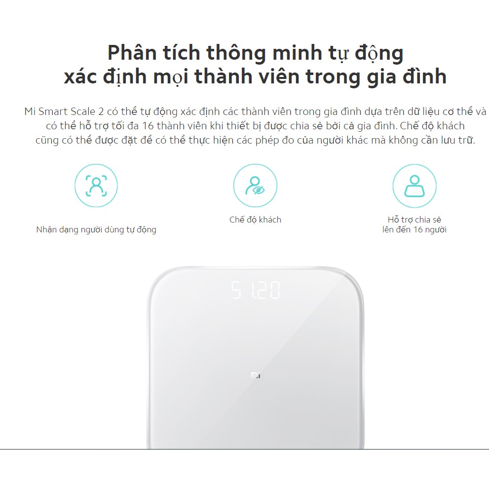 Cân Thông Minh Xiaomi Smart Scale 2 - NUN4056GL - Hàng Chính Hãng - Bản Quốc Tế - Digiworld