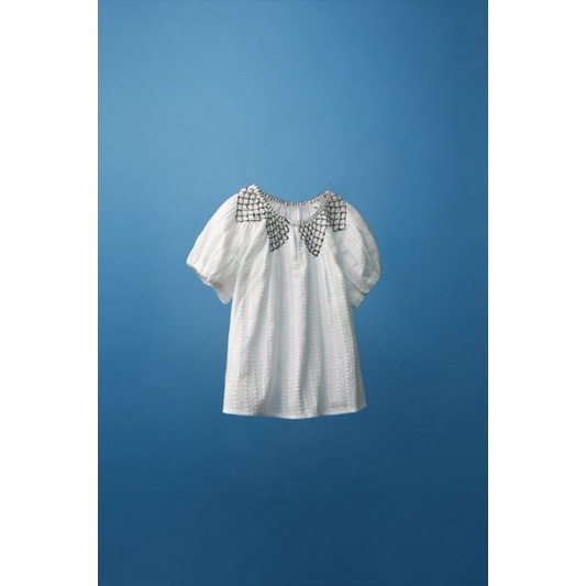 Áo blouse bé gái thêu chỉ nổi Zara Authentic