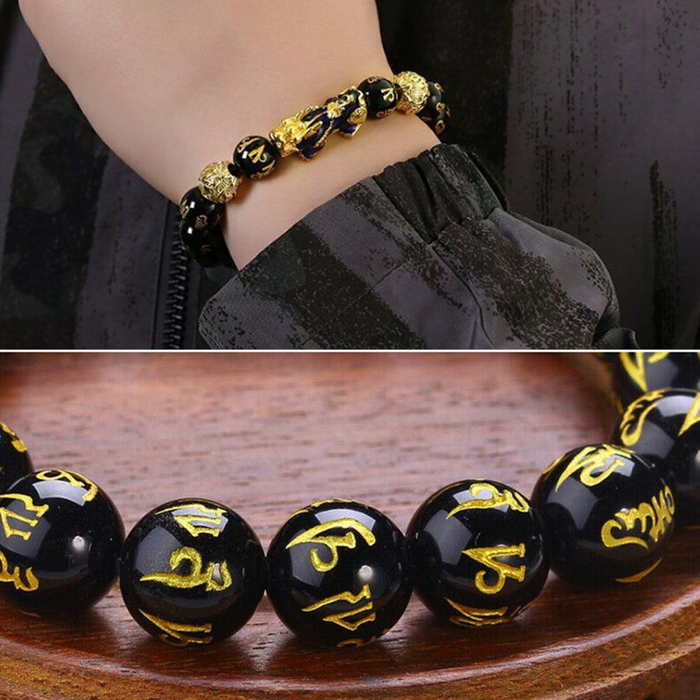 Feng Shui Black Obsidian Pi Xiu Wealth Bracelet Attract Men Beads Lucky Women Wealth Bracelet V5Q1