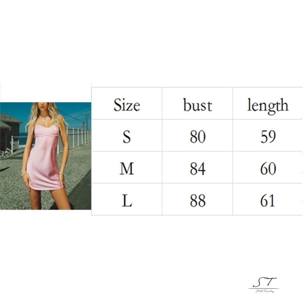 Đầm Ngắn Hai Dây Cổ Chữ V Hở Lưng Màu Sắc Trơn CY03