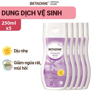 Bộ 5 chai dung dịch vệ sinh phụ nữ Betadine Gentle Protection 250ml/chai