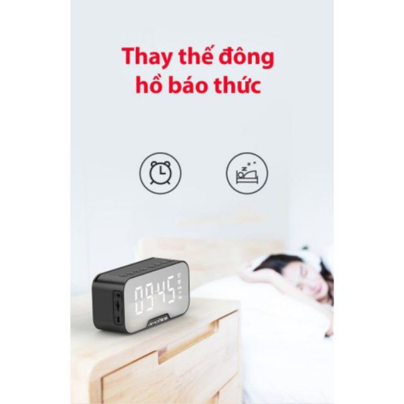 Loa bluetooth AMOI G5 | Nghe đài FM kiêm đồng hồ báo thức | Màn hình soi