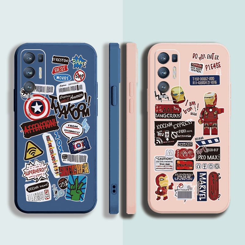 Ốp Điện Thoại Cạnh Vuông In Hình iron Man Cho OPPO Reno6 Z 5G Reno 5 Pro 4 3 Reno2 Z F A95 5G A76 A96 4G