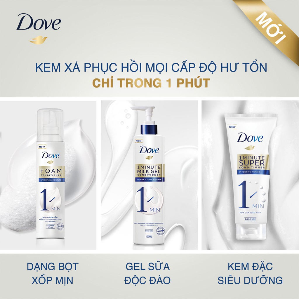 Kem Xả Dove Phục Hồi Hư Tổn 1 Phút Siêu Dưỡng Dove 1 Minute Super Conditioner Intense Repair 180ml