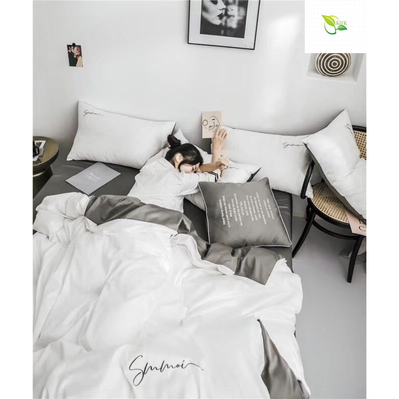 Bộ chăn ga gối đệm trải giường nhập khẩu Lụa Tencel Sumoi Cao Cấp - Drap Bedding