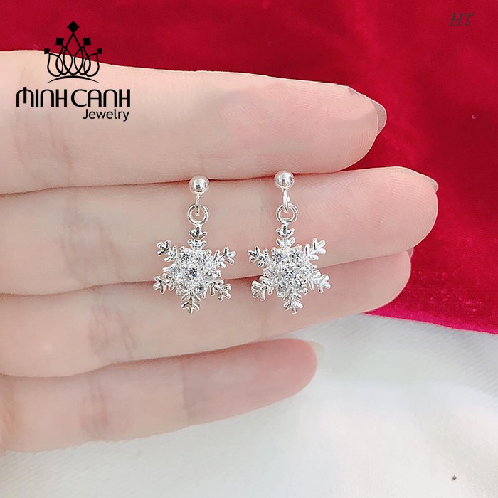 Bông Tai Bông Tuyết Dạng Treo - Minh Canh Jewelry