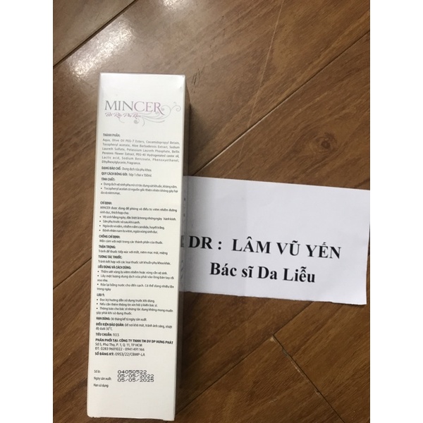 Bọt Rửa Phụ Khoa Mincer Sạch Dịu Nhẹ, Ngăn Ngừa Nấm 150ml- Dr.Lâm Vũ Yến