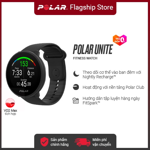 Đồng Hồ Thông Minh Polar Unite Chạy bộ I Fitness I Yoga I Đo nhịp tim, chỉ số Spo2 - Bảo Hành 24 tháng chính hãng