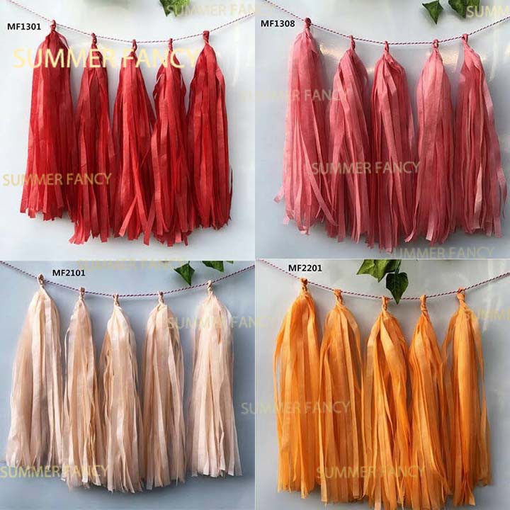 vòng hoa giấy màu, dây tua tua rua ruy băng trang trí tiệc sinh nhật cưới, happy birthday wedding - Paper Tassels