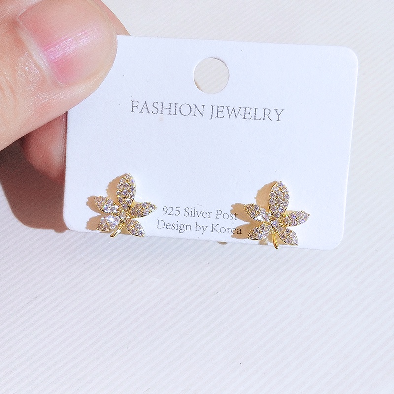 [Jiudoulan] Bông Tai Hình Lá Phong Đính Đá Zircon Sáng Bóng Thanh Lịch Thời Trang Hàn Quốc Dành Cho Bạn Nữ