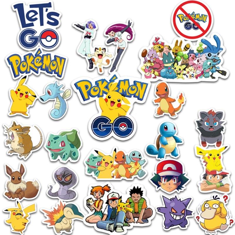 Bộ sticker chủ đề pokemon chống thấm nước trang trí mũ bảo hiểm, đàn, guitar, ukulele, điện thoại laptop