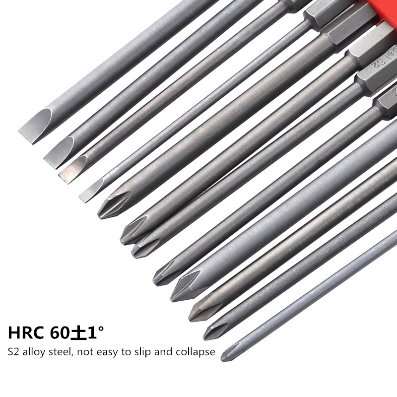 Set 12 mũi tua vít lục giác 1/4" S2 50 75 100mm