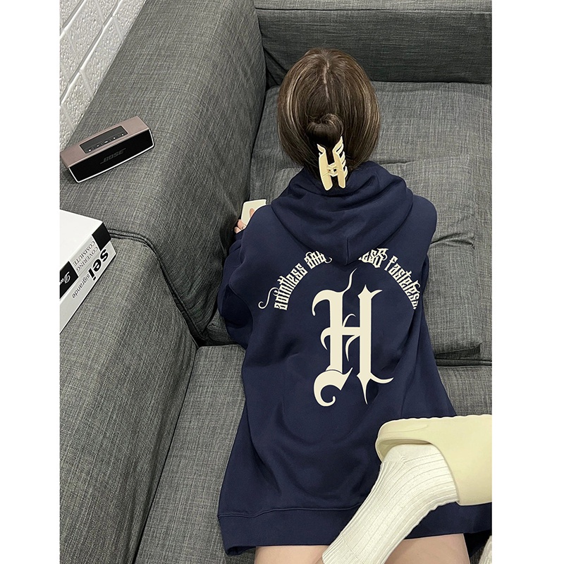 NRVP Áo Khoác Hoodie Tay Dài Dáng Rộng In Họa Tiết Phong Cách Hàn Quốc Dành Cho Nam Nữ