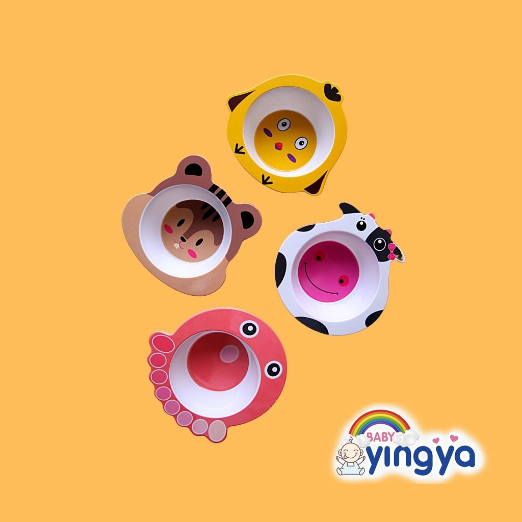 Bát ăn dặm cho bé hình thú cưng, chất liệu sợi tre, chịu nhiệt cao, không độc hại - Bimyingya2021