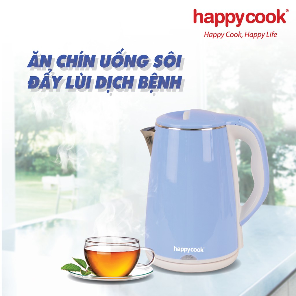 Ấm siêu tốc Happy cook HEK-183P 1.8L - Bảo hành chính hãng