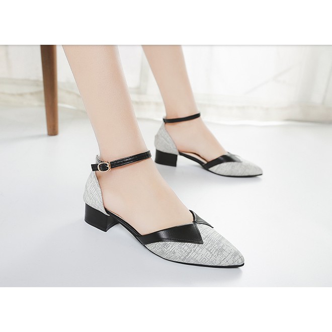 D225- sandals nữ bít mũi đế thấp, giày bệt quai hậu nữ thời trang