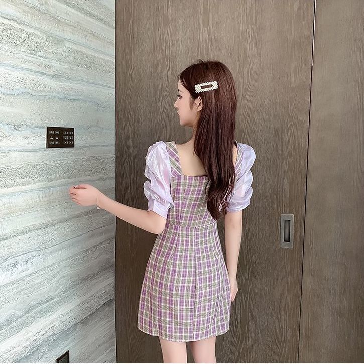 Đầm Nữ Tay Ngắn Họa Tiết Caro Thời Trang Quyến Rũ | BigBuy360 - bigbuy360.vn