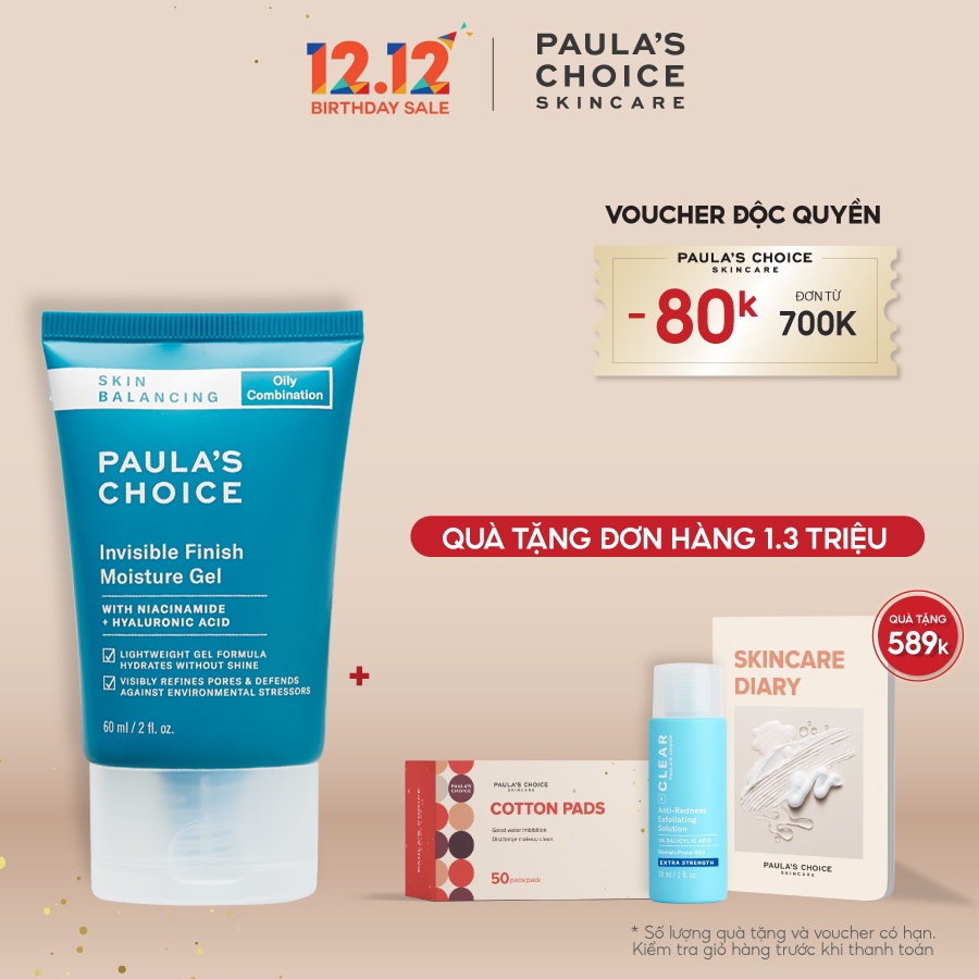 Kem dưỡng ẩm kiểm soát dầu cho da thoáng mịn Paula’s Choice Skin Balancing Invisible Finish Moisture Gel 60ml 3400