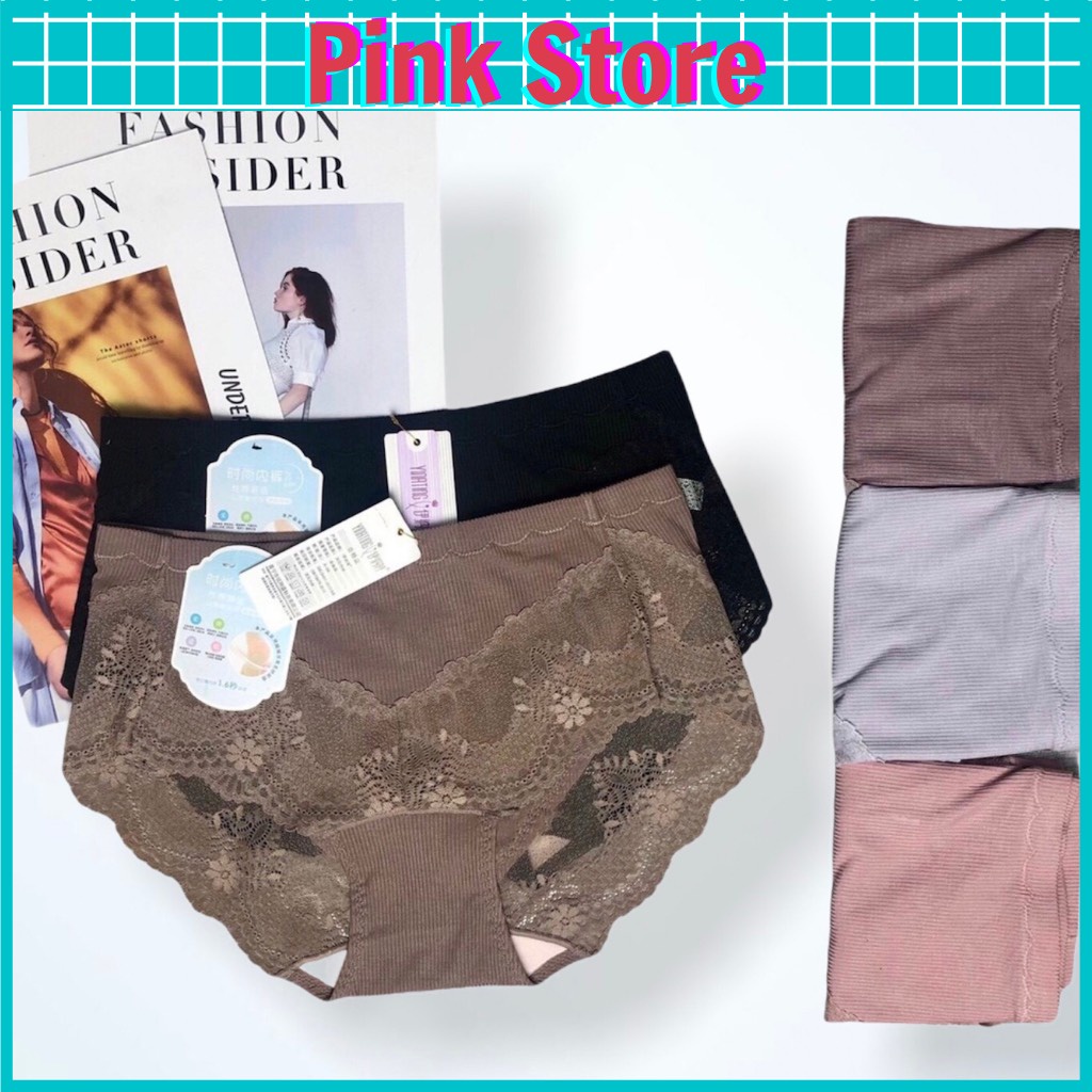 Quần Lót Nữ Thun Lạnh Cao Cấp Phối Ren Big Size Mềm Mát PINK STORE QL1255