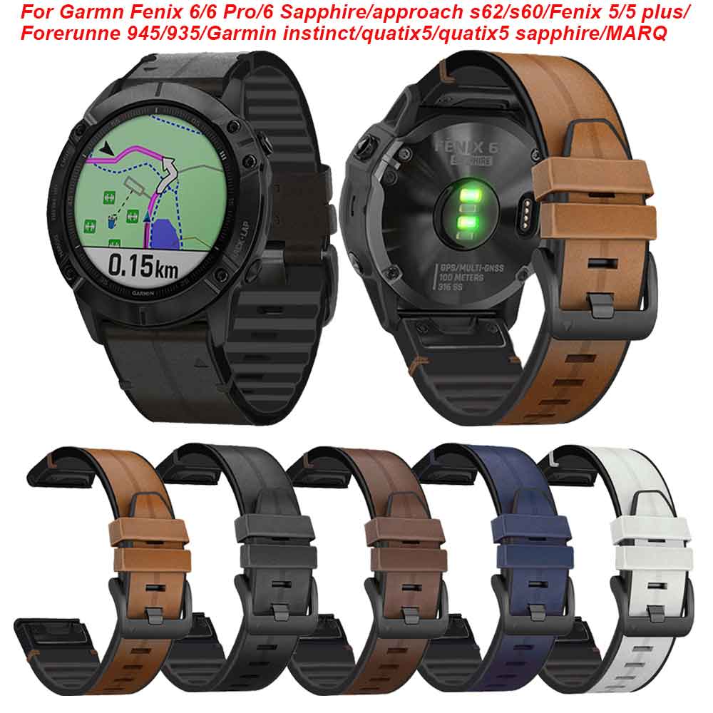 Dây đeo da 22mm cho đồng hồ thông minh Garmin Fenix 6/6 Pro/Fenix 5/5 Plus/Frontier/Approach S62/S60/Forerunner 945/935