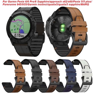 Dây đeo da 22mm cho đồng hồ thông minh Garmin Fenix 6/6 Pro/Fenix 5/5 Plus/Frontier/Approach S62/S60/Forerunner 945/935