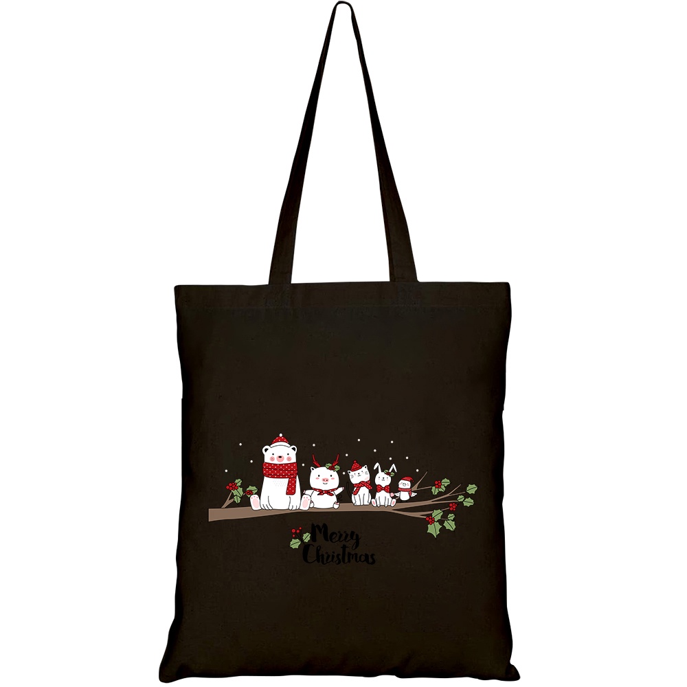 Túi vải tote canvas HTFashion in hình christmas design with cute animal HT116