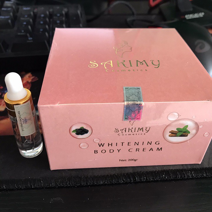 Kem body dưỡng siêu trắng da SAKIMY whitening body cream tặng 1 serum Sakimy pha kem body (Hàng xịn)