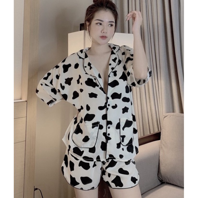 Bộ Pijama Nữ Quần Đùi BÒ SỮA Đùi- Pyjama Lụa Mango Cánh Dơi  *MA-Đ-BS | BigBuy360 - bigbuy360.vn
