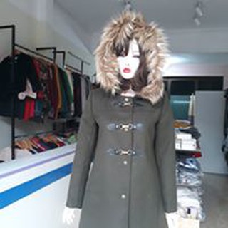 Áo khoác dạ có mũ lông - ASOS