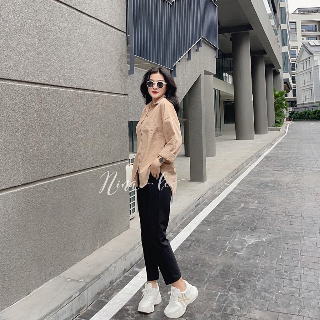 Áo sơ mi dài tay đũi lụa đuôi tôm không nhăn form rộng | BigBuy360 - bigbuy360.vn