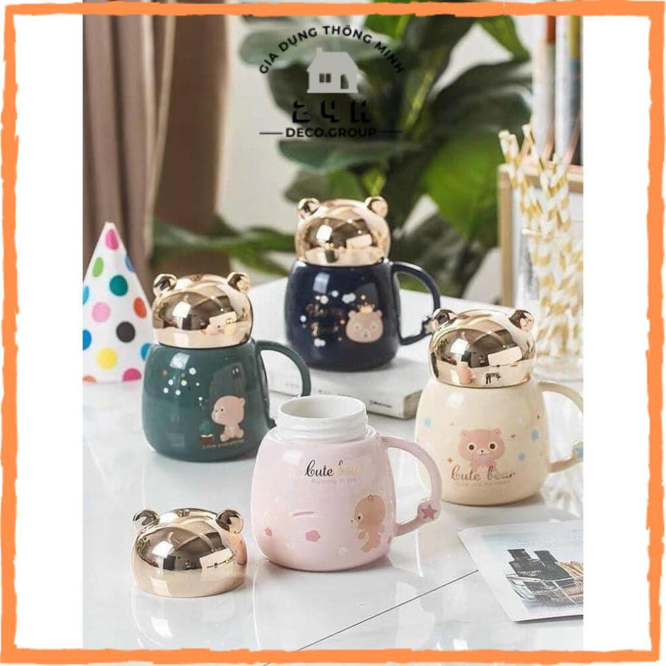 Cốc sứ gấu, ly sứ giữ nhiệt hình gấu - Dễ thương