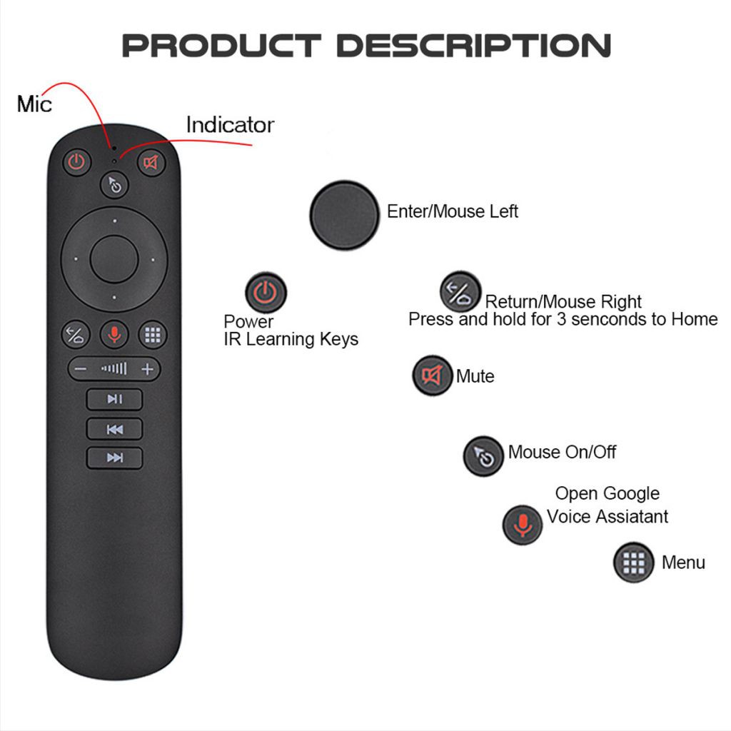 Chuột Bay G50S 2.4g Điều Khiển Bằng Giọng Nói Cho X96 Mini H96 Max X3 Pro Android Tv Box