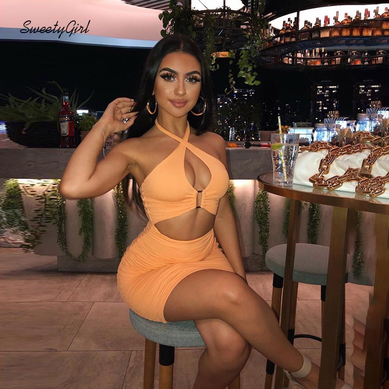 Đầm Mini Ôm Dáng Không Tay Hở Lưng Màu Trơn 2022 Gợi Cảm Cho Nữ